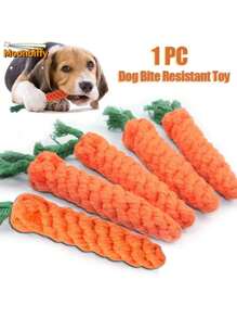 1 PC Carrot Design Chew Toy for Pet Puppies, Hand Woven Teeth Cleaning and Teeth Grinding Resistant  Rope Puppy Toy Carrot - Multicolor - View 1