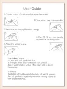 4 Piezas/set Tatuajes Temporales A Prueba De Agua Con Estampado De Pez Dorado, Constelación De Piscis Y Flor - Negro - Ver 6
