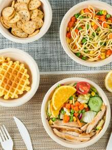 20包500毫升一次性紙碗,16.9盎司碗,蔗蔗碗是湯、沙拉、牛奶和穀物的理想選擇(米色) - 米色 - 查看 6