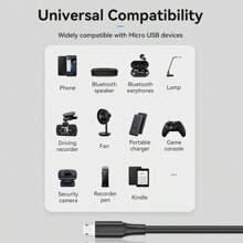 Cable USB A a Micro USB de VENTION, cable de carga rápida de 60W compatible con teléfonos/tabletas Android, velocidad de transferencia de datos de 480 Mbps, cable USB compatible con Samsung Galaxy S7/HTC/ Android, Kindle, compatible con , cámara, MP3, aleación de aluminio Nan - Negro - Ver 8