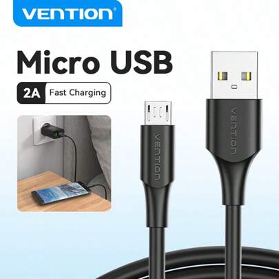 VENTION USB A To Micro USB Cable Fast Charging Cable 60W Compatible With Android Phones/Tablets, 480mbps Data Transfer Speed, USB Cable Compatible With Samsung Galaxy S7/ HTC Compatible With LG Android, Kindle, Compatible With PS4, Camera, MP3 Micro-USB Aluminum Alloy Nan