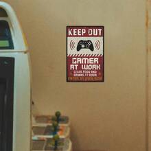 1個復古錫牌金屬裝飾牌匾-有趣的牌匾-送給青少年男孩(159),『禁止遊戲玩家進入』-bestylez有趣遊戲玩家牌匾,適用於遊戲房牆壁和門的裝飾-男友禮物,尺寸為12*8in - 多色5 - 查看 3