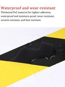 1pc Pvc標誌警示帶 黑色和黃色條紋地面貼紙 防滑黏著安全帶 - 彩色 - 查看 6