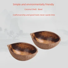 1pc Natural Rough Coconut Shell Bowl, Versatile Container For Food, Drinks, Candle, Aromatherapy, Home Storage; Ideal For Restaurant, Cafe, Hotel, Home Use. (This Is A Natural Product, The Weight Varies), Kitchen, Christmas Gift