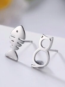 1 Paar Edelstahl-ohrstecker In Tier-, Schneeflocken-, Stern-, Mond- Und Herzform Für Damen, Niedlicher Miniatur-ohrschmuck, Geburtstags- Und Weihnachtsgeschenk
