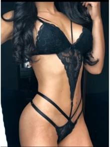 Women Sexy Bodysuits - màu đen - Xem 2