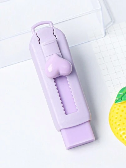 1 件马卡龙色心形推拉橡皮擦，学生多用途，返校文具