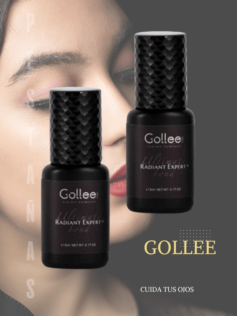 2 Adhesivos Gollee Negro Pegamento Para Extensiones de Pestañas Tiempo de Secado 0.5 Segundos Ideal Para Lashistas Expertas - Negro - Ver 1