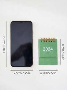1 件簡約 2024 年迷你台歷 - 棕色 - 查看 12