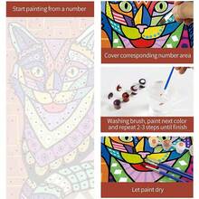 1 套 Afuly 動物數位繪畫,diy 丙烯畫成人初學者和兒童,可愛的貓咪,家居裝飾,禮品,16x20 英寸 - 黃色 - 查看 6