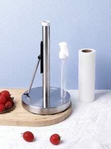 Portarrollos de papel de cocina vertical de acero inoxidable actualizado de 1 pieza con botella de spray limpia, organizador de papel de cocina, portarrollos de papel de rollo de encimera 2 en 1 de moda y simple, embalaje de caja Kraft. - Plateado - Ver 4
