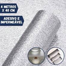 Forro Armário Gaveta Adesivo Alumínio Impermeável 4 metros x 40cm - Prata Relevo - Visão 1