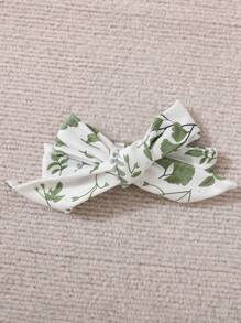 New Spring Baby Girls' Three Piece Set Including Floral Print Bodysuit, Pants And Headband With Ruffle Detail - Green - View 5