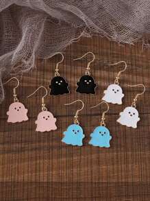 4對可愛卡通幽靈形狀的女性吊墜耳環套裝,非常適合聖誕派對和新年除夕慶祝活動 - 小幽靈 - 查看 2