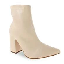 Bota Feminina Salto Médio Grosso Bico Fino Cano Curto Confortável P71