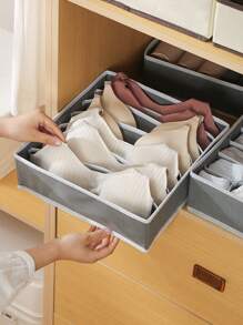 內衣收納盒,衣物收納和組織隔板適用於胸罩、襪子、t恤、內褲、船型短褲等物品(學生宿舍) - 米色 - 查看 5