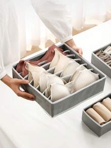 內衣收納盒,衣物收納和組織隔板適用於胸罩、襪子、t恤、內褲、船型短褲等物品(學生宿舍) - 米色 - 查看 3