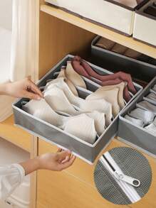 內衣收納盒,衣物收納和組織隔板適用於胸罩、襪子、t恤、內褲、船型短褲等物品(學生宿舍) - 米色 - 查看 1