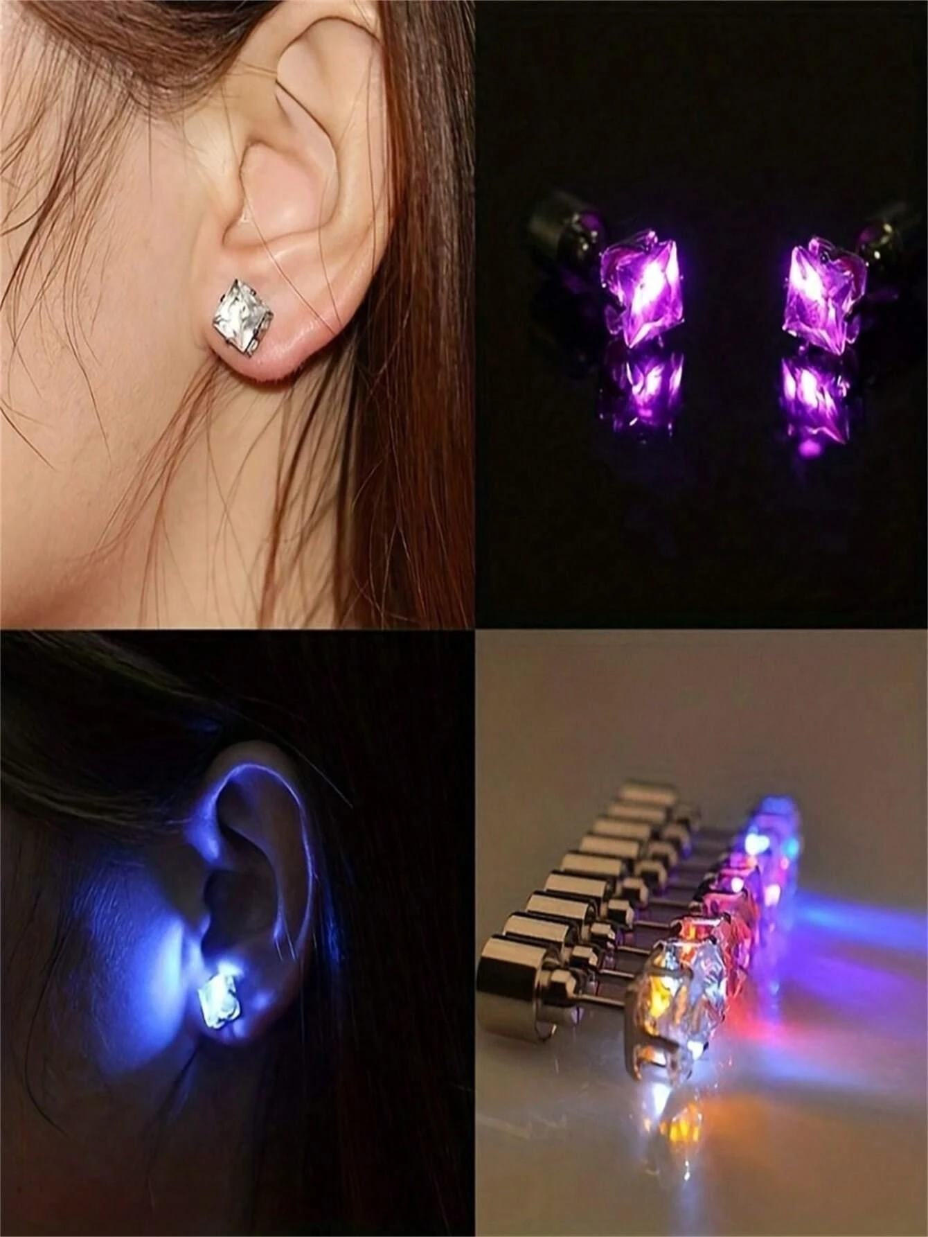 1 Cool Flash Earring With LED Light, Color Changing Earring, New