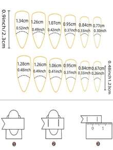 24pcs Simple French Style Press On False Nails With Vibrant Color, Wave Pattern, Jelly Glue And Nail File Included, Suitable For Women And Girls Nail Supplies - Multicolor - View 4