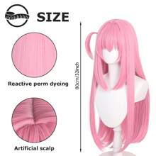Pelucas Rosa Larga Y Lisa Para Cosplay Y Juegos De Rol Con Flequillo - Rosa - Ver 4