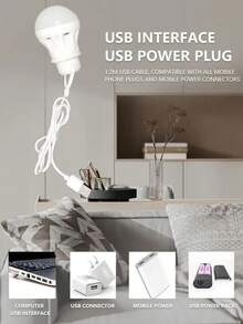 Usb Led燈泡3w可攜式led燈5v燈書節能應急燈戶外營燈室內閱讀燈燈泡 - 白色 - 查看 3