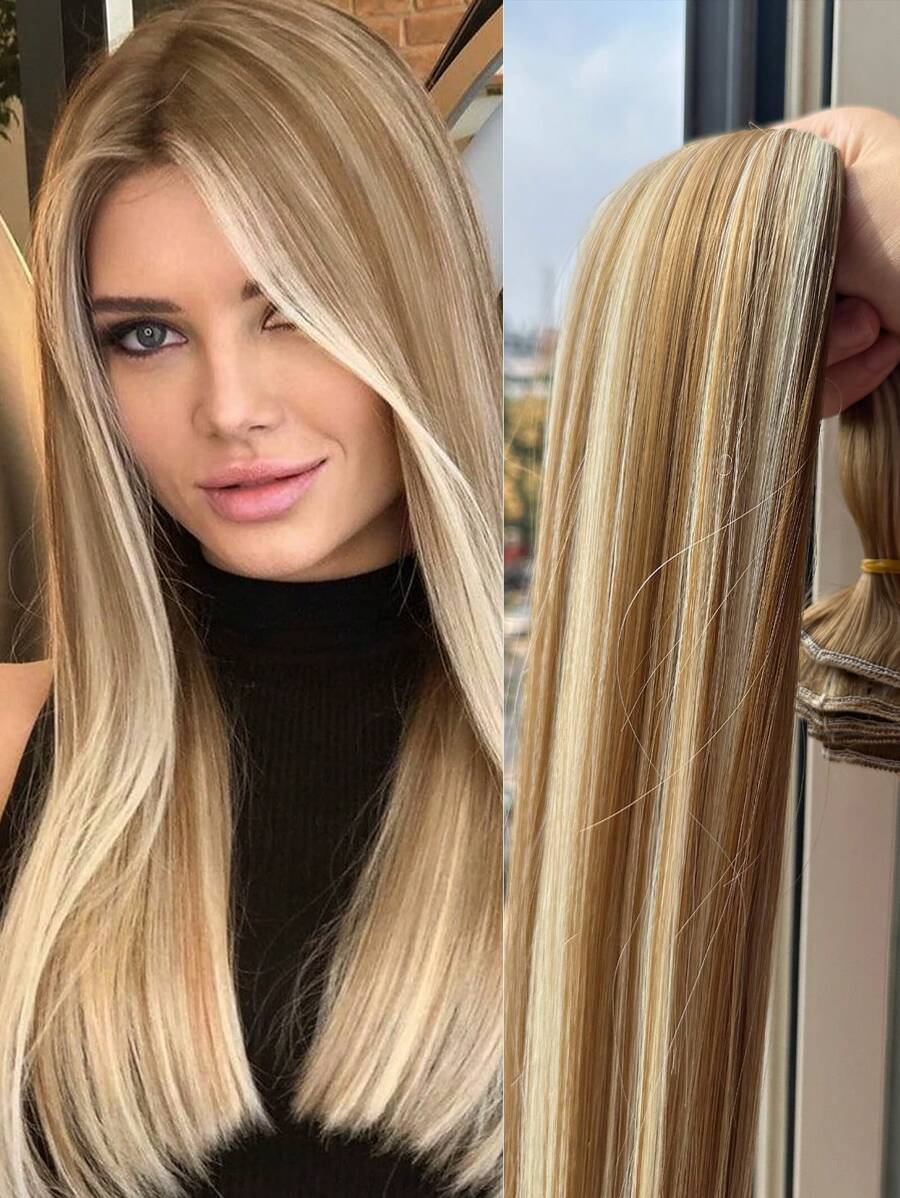 24-Inch 7pcs Clip-In Hair Extensions, Long Straight Synthetic Hair Extensions, Suitable For Women And Girls For Daily Use