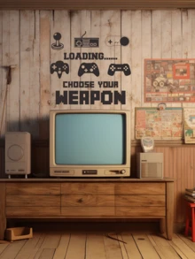 1PC Game Controller Wall Sticker - Gaming Accessories Wall Decal for Gamer's Wall Decoration, Choose Your Weapon Video Game Design Vinyl Gamer Mural for Boys' Room - Black - View 6