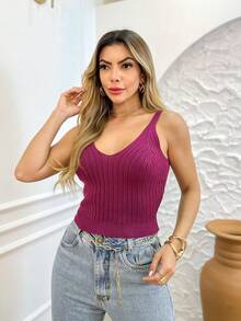 Women Knit Tops - Màu Đỏ Sâu - Xem 3