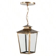 Luminária Lustre Pendente Colonial de Parede Vidro Transparente 14C - Ouro Velho - Visão 2