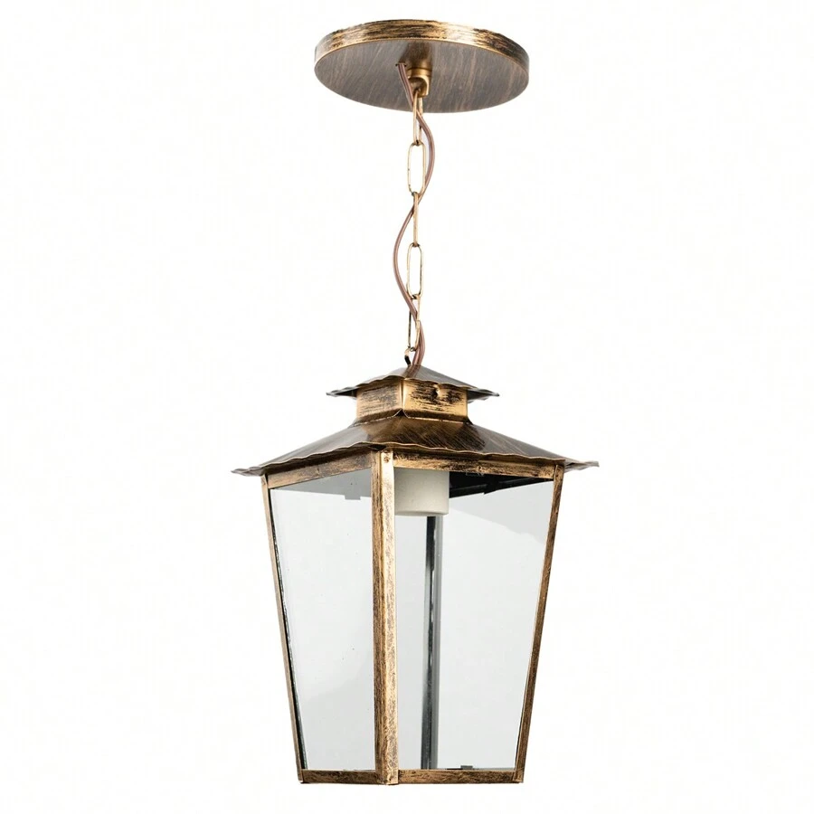 Luminária Lustre Pendente Colonial de Parede Vidro Transparente 14C - Ouro Velho - Visão 1