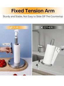 Portarrollos de papel de cocina vertical de acero inoxidable actualizado de 1 pieza con botella de spray limpia, organizador de papel de cocina, portarrollos de papel de rollo de encimera 2 en 1 de moda y simple, embalaje de caja Kraft. - Plateado - Ver 7