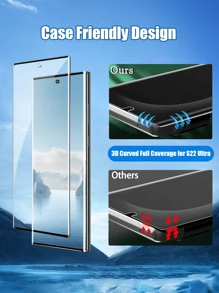 4-In-1 Set Of 2pcs Curved High-Definition Tempered Glass Screen Protectors + 2pcs High-Definition Lens Protectors, 9H Hardness, Anti-Drop, Anti-Scratch, Waterproof Compatible With Samsung Galaxy S21/S22/S23/S24 Ultra, Galaxy S24 FE, Galaxy S25 Ultra, S25 Gift For Birthday, Family, Friends Phone Screen Protector, Phone Accessories