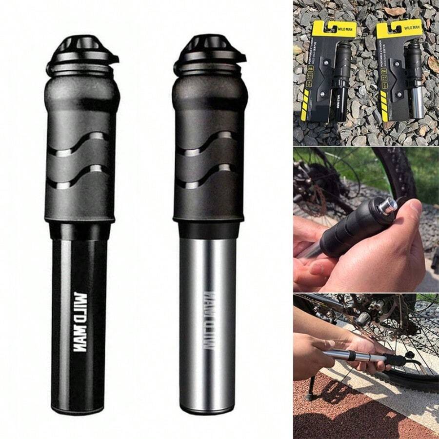 Bơm xe đạp mini bằng hợp kim Bơm khí di động Bơm khí xe đạp leo núi Phụ kiện MTB Van Schrader Presta 100 Psi - Bạc - Xem 1