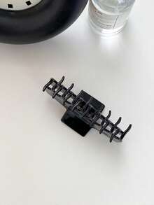 1 件裝女式黑色長方形水鑽鑲嵌大容量壓克力爪形髮夾 - 黑色 - 查看 8