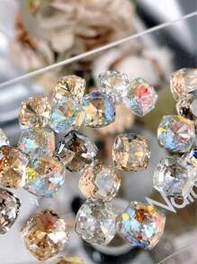 1個混色幾何切面正方形尖底壓克力指甲藝術裝飾,10mm - 彩色 - 查看 2