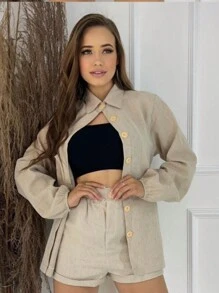 Women Two-piece Outfits - Apricot - View 1