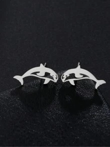 1 Paar Edelstahl-ohrstecker In Tier-, Schneeflocken-, Stern-, Mond- Und Herzform Für Damen, Niedlicher Miniatur-ohrschmuck, Geburtstags- Und Weihnachtsgeschenk