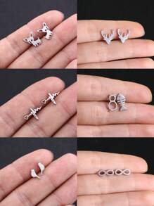 1 Paar Edelstahl-ohrstecker In Tier-, Schneeflocken-, Stern-, Mond- Und Herzform Für Damen, Niedlicher Miniatur-ohrschmuck, Geburtstags- Und Weihnachtsgeschenk