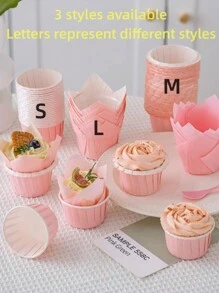 25pcs/Set Pink Muffin Cup Tart Cookie Molds, Cupcake Baking Cups For Cakes And Desserts - Pink - View 2