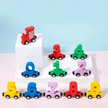 兒童教育木製玩具,色彩繽紛磁性數字火車帶拉繩,適用於嬰兒幼兒 - 彩色 - 查看 5