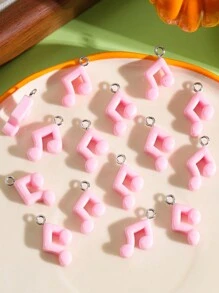 15 件隨機顏色光面可愛音符形狀 Diy 項鍊、耳環吊墜、鑰匙鏈裝飾等。 - 彩色 - 查看 4