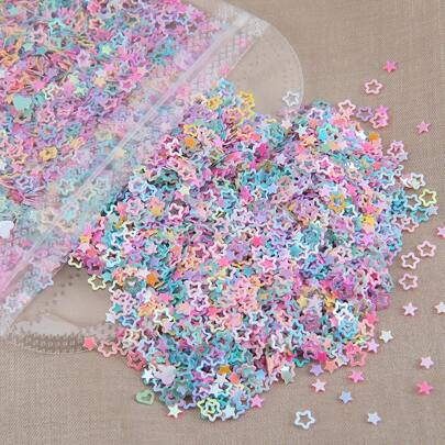20g/Pack Random Color Glitter Plastic Filler Beads In Multiple Shapes: Heart, Star, Bunny, Shell, Snowflake And Letter For Diy Hair Accessories, Nail Art And Silicone Products Decoration Stuff Wholesale