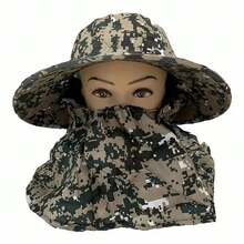1 Piece Detachable Men's Sun Hat With Face Mask, Breathable Mesh Design, Excellent For Outdoor Activities Such As Climbing, Fishing