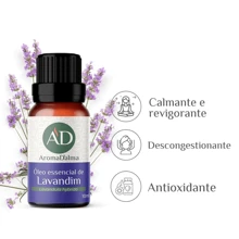 Óleo Essencial De Lavandim Grosso 100% Puro - 10ml - Ideal Para Difusor, Aromaterapia e Cuidados Com o Corpo I Aroma Herbáceo, Floral e Levemente Frutado I Aroma D'alma - Bege - Visão 1