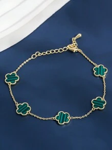 1 Miếng Năm cánh Thiết kế hoa Vòng tay Đối với phụ nữ , Cỏ ba lá Cánh hoa Vòng tay , Đơn giản & Linh hoạt Tay Đồ trang sức - hoa năm cánh - Xem 8