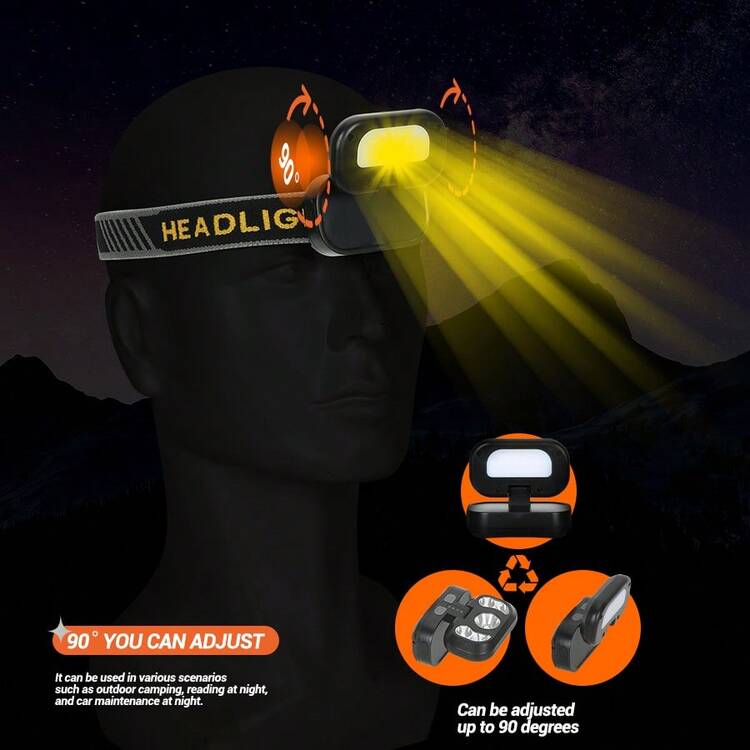 1pc Multifunctional Flip-cap Intelligent Induction Headlamp - Black - View 4