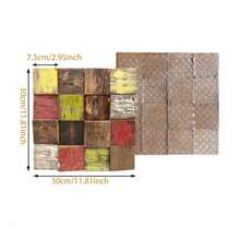1pc Wood Mosaic Decomposition Stickers, Home 3d Colorful Background Wooden Decoration Wall Board Material For Bar Counter, Hallway And Entryway - Multicolor - View 6