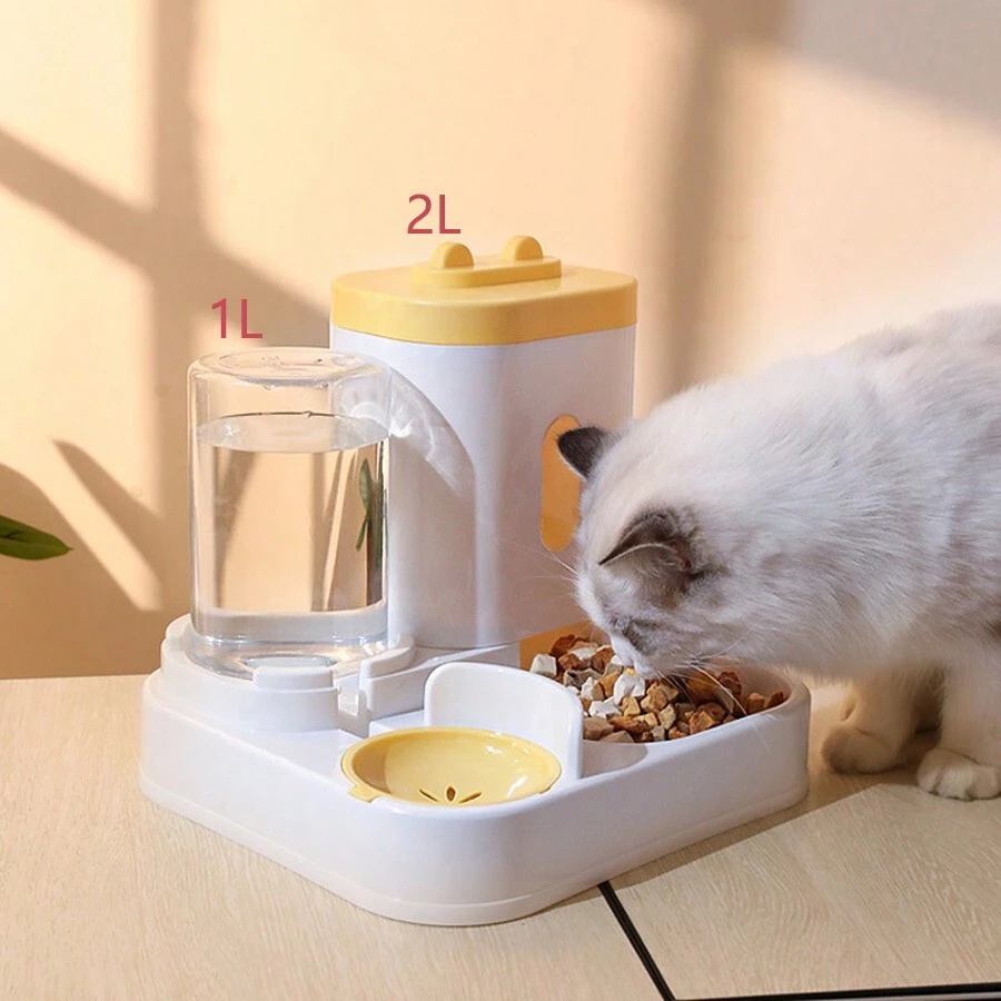 1 件二合一自动宠物喂食器 - PP 材质 - 为猫狗提供水和食物 - 容量大，省时 - 解决工作、旅行时的喂食问题 - 适用于中小型宠物 - 黃色 - 查看 1