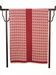 1 Mujer Pashmina Roja Circular Geométrica Con Textura Suave Y Borlas, Perfecta Para El Uso Diario, De Trabajo Y Casual En Otoño-invierno - Rojo - Ver 3